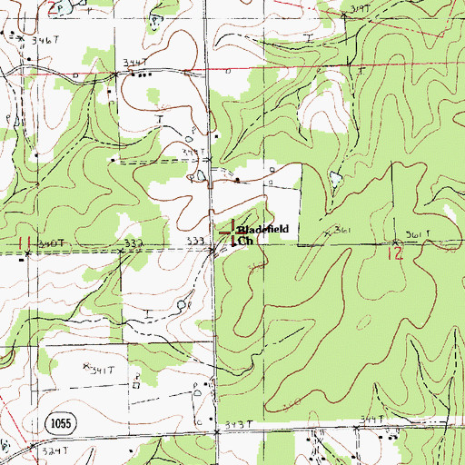 Topographic Map of Bladefield Church of God in Christ, LA