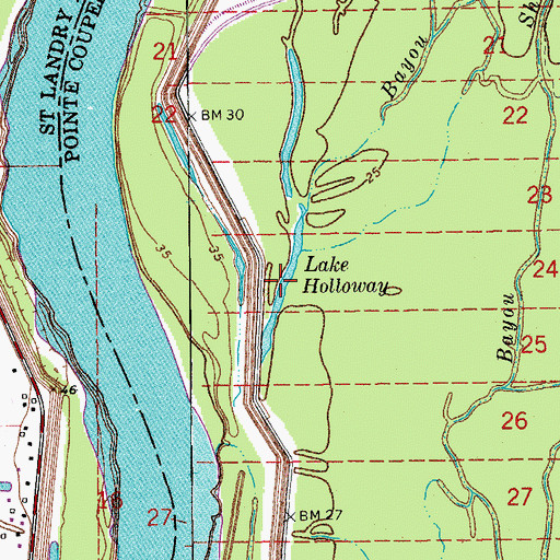 Topographic Map of Lake Holloway, LA