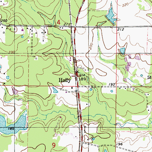 Topographic Map of Holly, LA