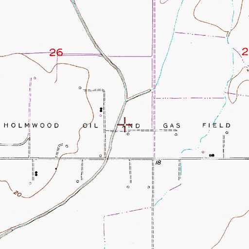Topographic Map of Holmwood Oil and Gas Field, LA