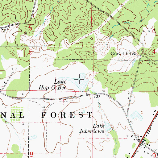 Topographic Map of Lake Hop-O-Bee, LA