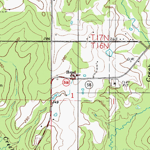 Topographic Map of Hope Church, LA