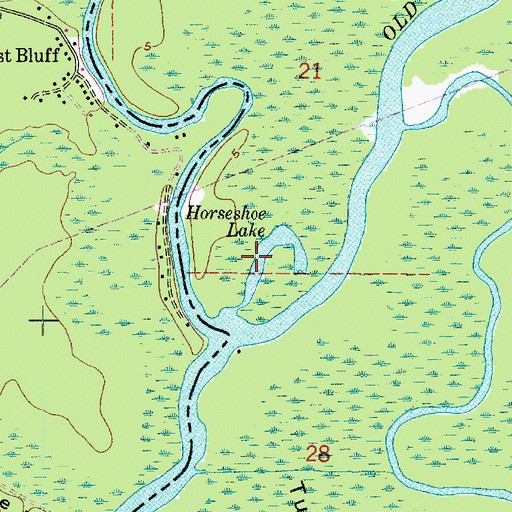 Topographic Map of Horseshoe Lake, LA