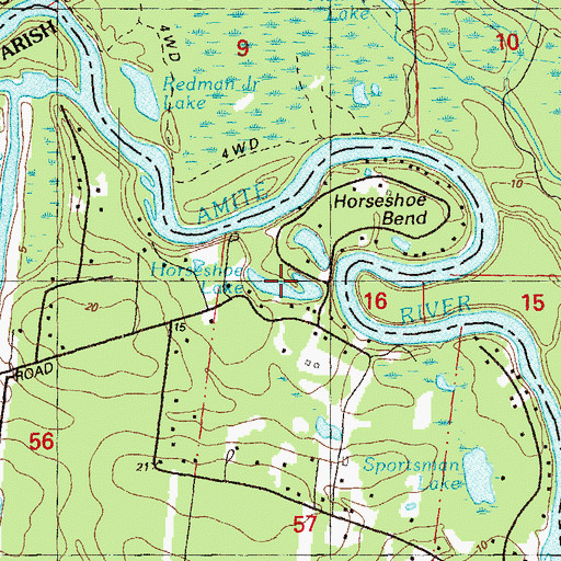 Topographic Map of Horseshoe Lake, LA