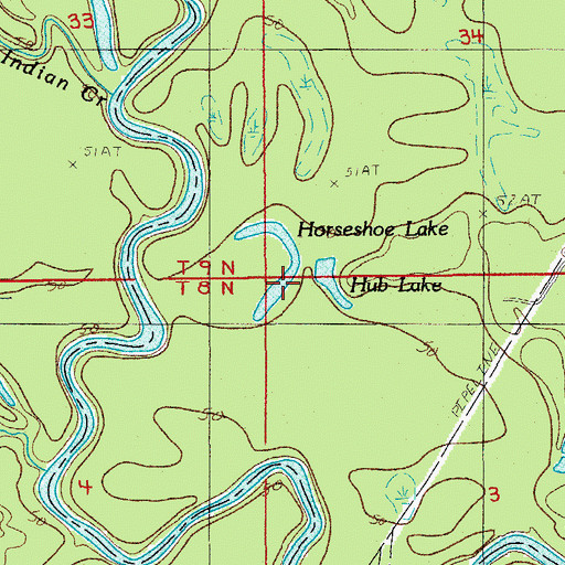 Topographic Map of Horseshoe Lake, LA
