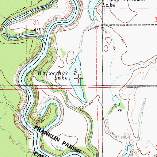 Topographic Map of Horseshoe Lake, LA