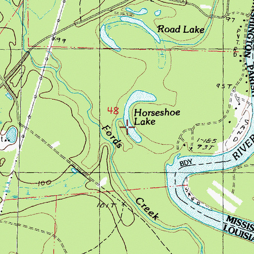 Topographic Map of Horseshoe Lake, LA