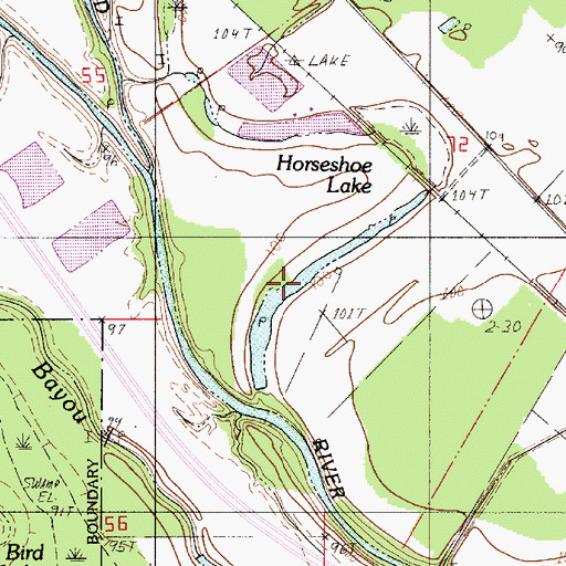 Topographic Map of Horseshoe Lake, LA