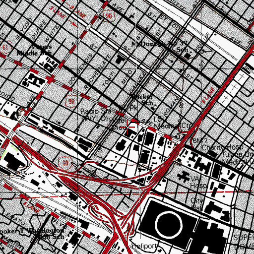 Topographic Map of Hotel Dieu, LA