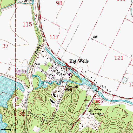 Topographic Map of Hot Wells, LA