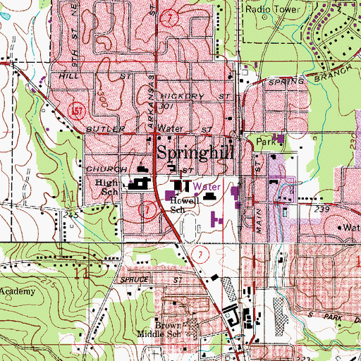 Topographic Map of Howell School, LA