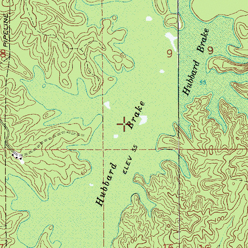Topographic Map of Hubbard Brake, LA