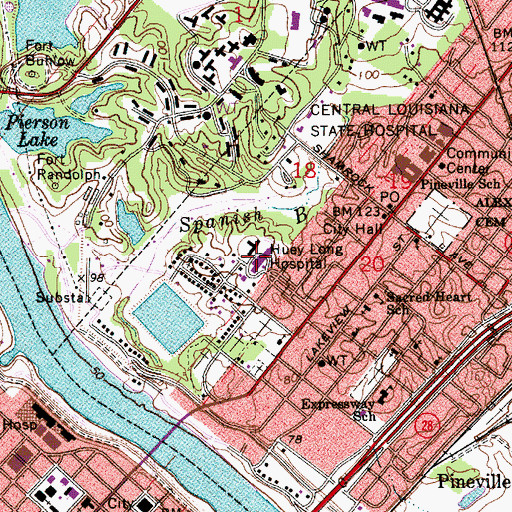 Topographic Map of Huey P Long Medical Center, LA