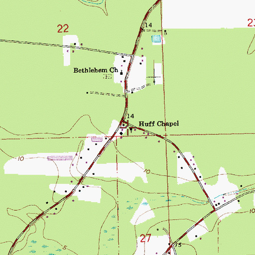 Topographic Map of Huff Chapel United Methodist Church, LA
