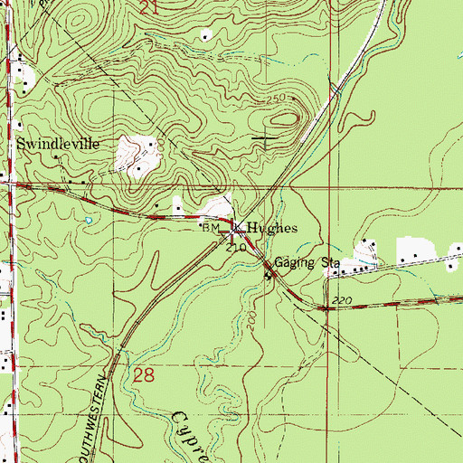 Topographic Map of Hughes, LA