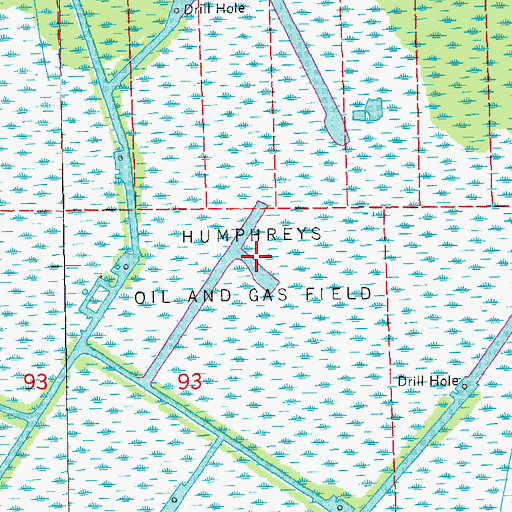 Topographic Map of Humphreys Oil and Gas Field, LA