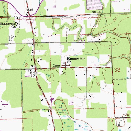 Topographic Map of Hungarian Church, LA