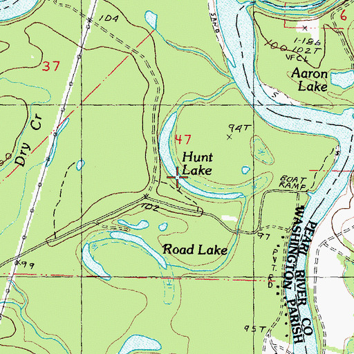 Topographic Map of Hunt Lake, LA