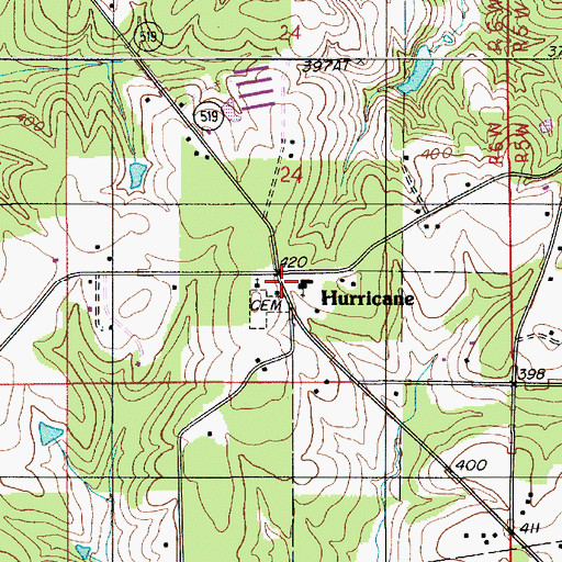 Topographic Map of Hurricane, LA