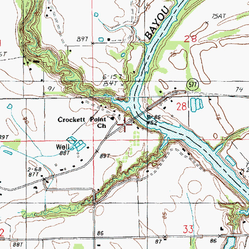 Topographic Map of Hurricane Bayou, LA