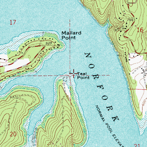 Topographic Map of Teal Point, AR