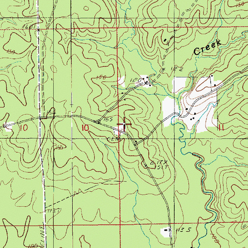 Topographic Map of Hurricane Creek Baptist Church, LA