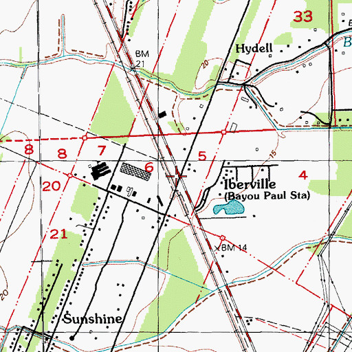 Topographic Map of Iberville, LA