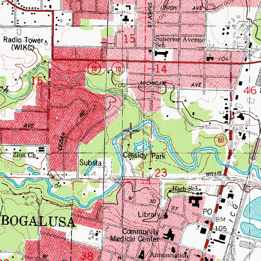 Topographic Map of Ice Water Branch, LA