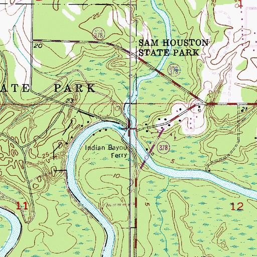 Topographic Map of Indian Bayou, LA