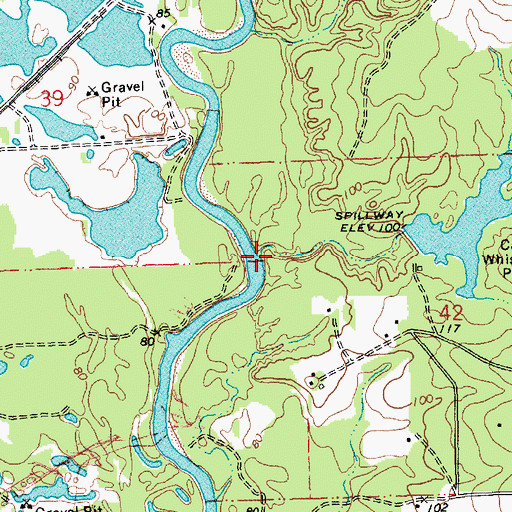 Topographic Map of Indian Creek, LA