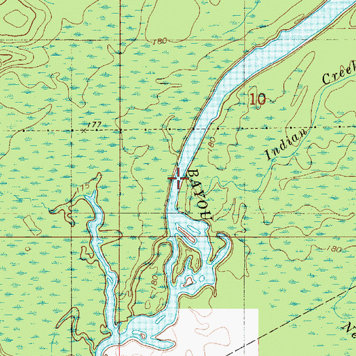 Topographic Map of Indian Creek, LA