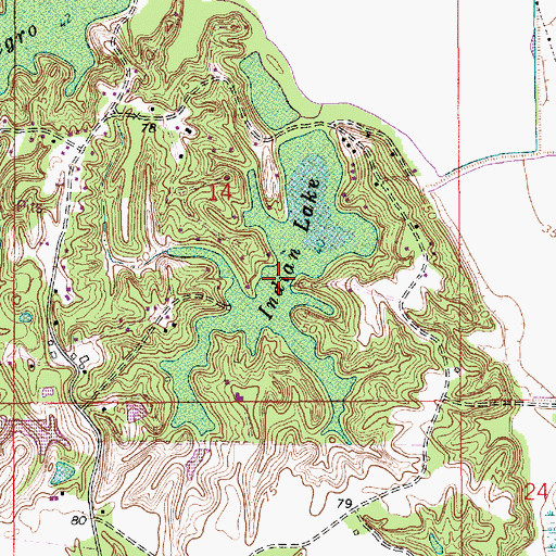 Topographic Map of Indian Lake, LA