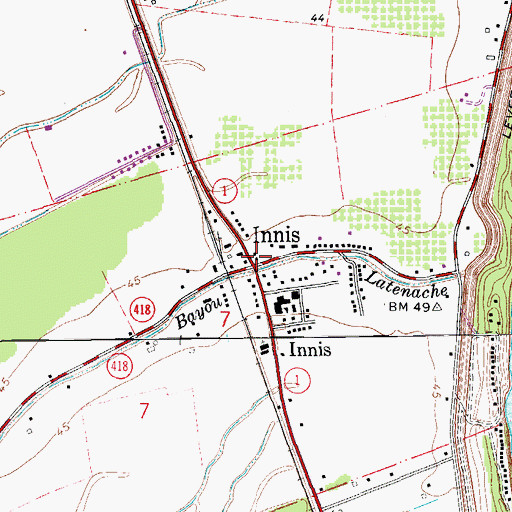 Topographic Map of Innis, LA