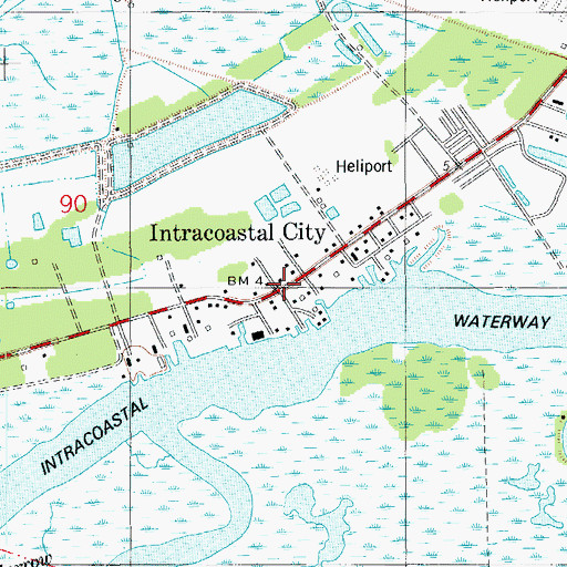 Topographic Map of Intracoastal City, LA