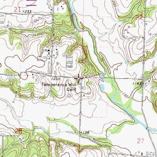 Topographic Map of Temperance Hill Cemetery, AR