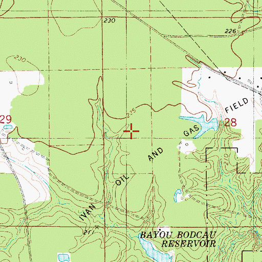 Topographic Map of Ivan Oil and Gas Field, LA