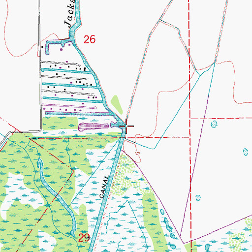 Topographic Map of Jacks Coulee, LA