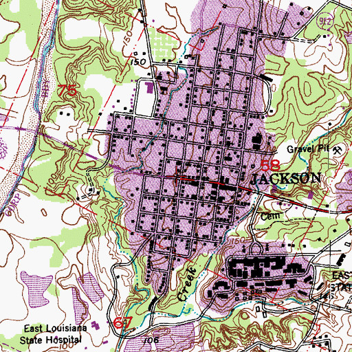 Topographic Map of Jackson, LA