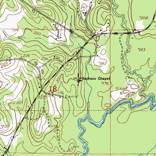 Topographic Map of Jackson Chapel Church of God, LA