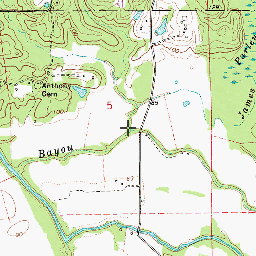 Topographic Map of James Branch, LA