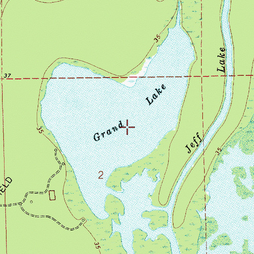 Topographic Map of Jeff Lake, LA