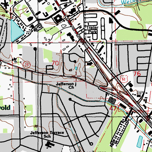 Topographic Map of Jefferson Church, LA