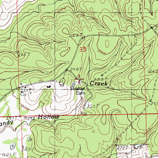 Topographic Map of Strahan Cemetery, LA