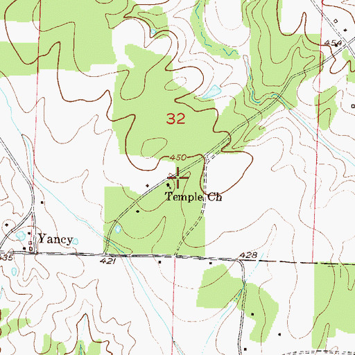 Topographic Map of Temple Church, AR