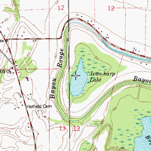 Topographic Map of Jews-harp Lake, LA