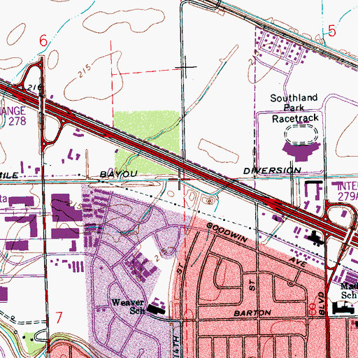 Topographic Map of Tenmile Bayou Diversion Ditch, AR