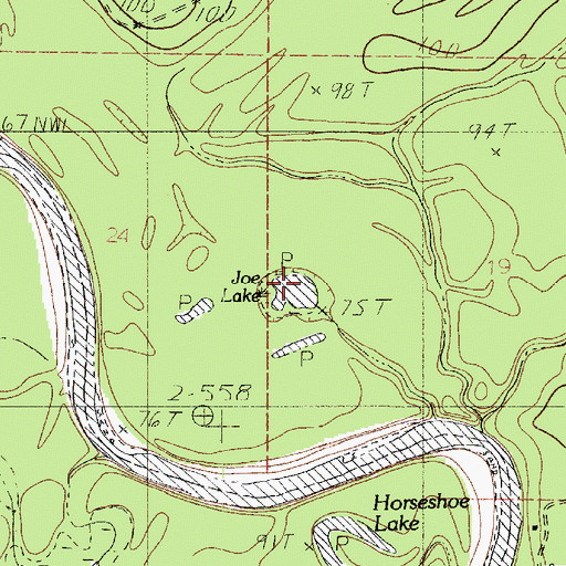 Topographic Map of Joe Lake, LA