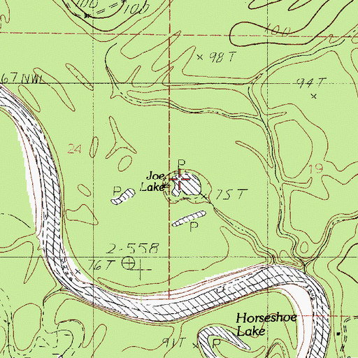 Topographic Map of Joe Lake, LA