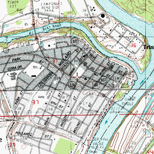 Topographic Map of Jonesville, LA