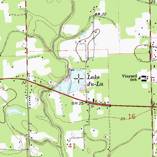 Topographic Map of Lake Ju-Lu, LA
